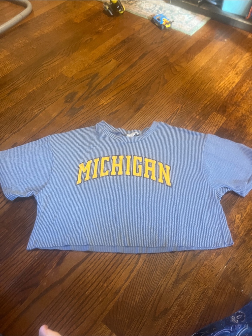 Michigan Graphic Blue & Yellow Short Sleeve Top
